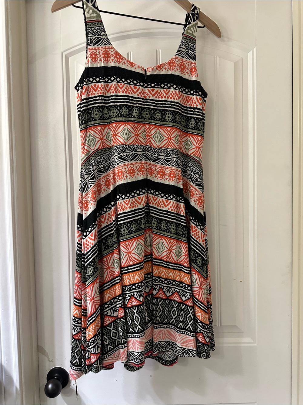 LOFT Petite 8P Tribal  Print Sleeveless Tank‎ Dress Orange Black White Green NWT - Picture 3 of 5